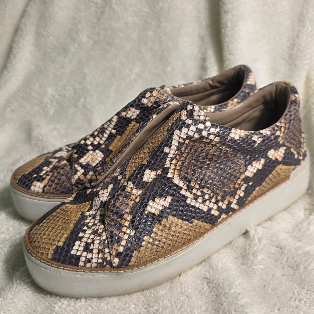 M4D3 Free People Laceless Mage Sneakers Brown Snakeskin Leather Platform Women 9